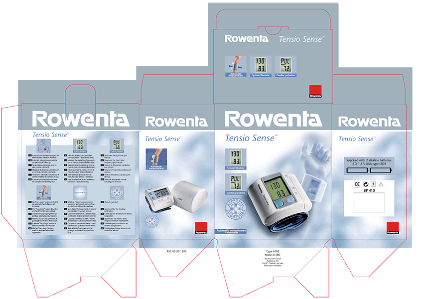 Document d’éxécution packaging tensiomètre poignet - Annonceur : Rowenta - Agence : IDEOPS